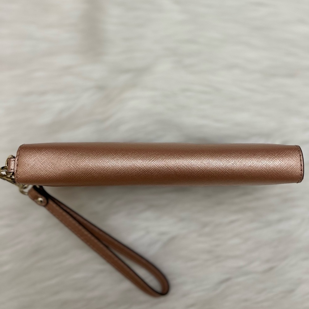 MICHAEL KORS - ROSE GOLD LEATHER LONG ZIP WALLET - Picture 5 of 12